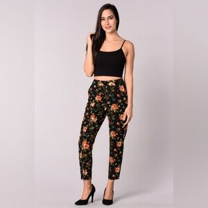 Topshop Black Floral Women's Cropped Pants